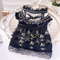 Golden gothic princess skirt dress for a small dog or cat on a mannequin.