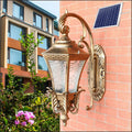 Black and bronze solar-powered outdoor landscape street lamp with dimensions 51x34x29cm