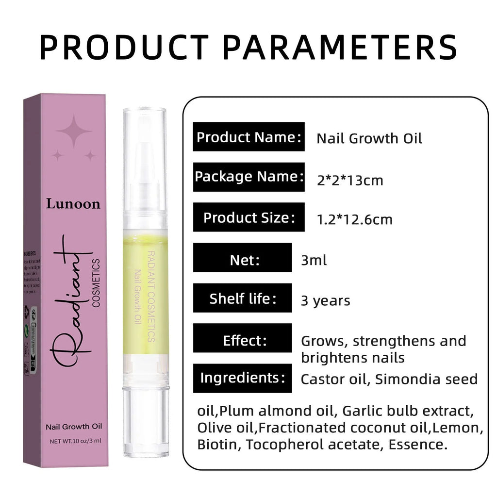 3ml bottle of clear nail growth and moisturising care oil