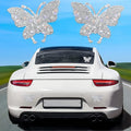 Glass diamond-encrusted car sticker with butterfly or bear paw design, 7x6cm.