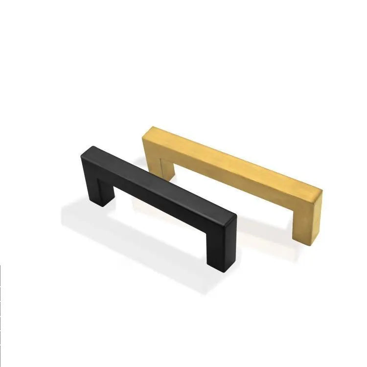 Stainless steel square pipe door handle in brushed silver finish for cabinet drawers