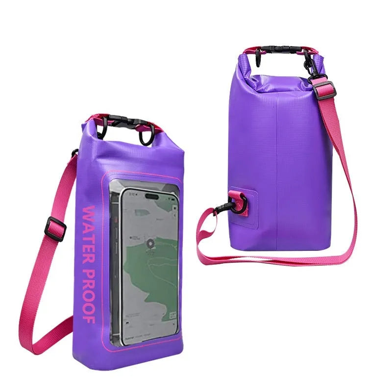 PVC waterproof dry bag in Army Green colour with crossbody strap for swimming and outdoor use