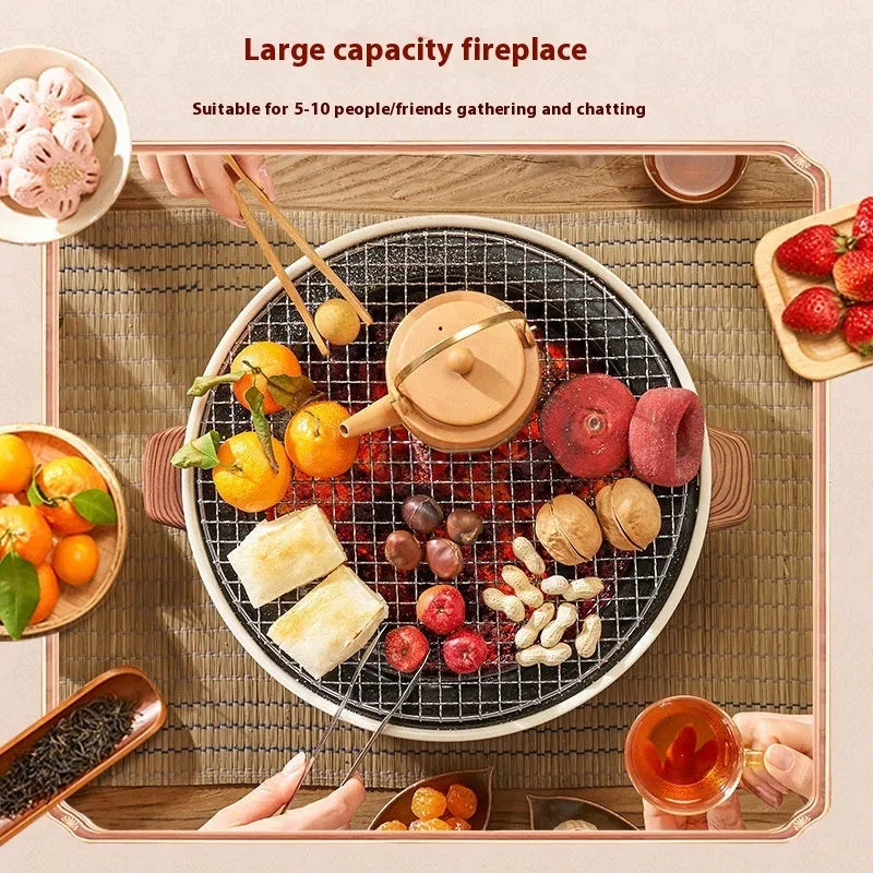 Portable charcoal tea stove with carbon baking functionality for indoor cooking