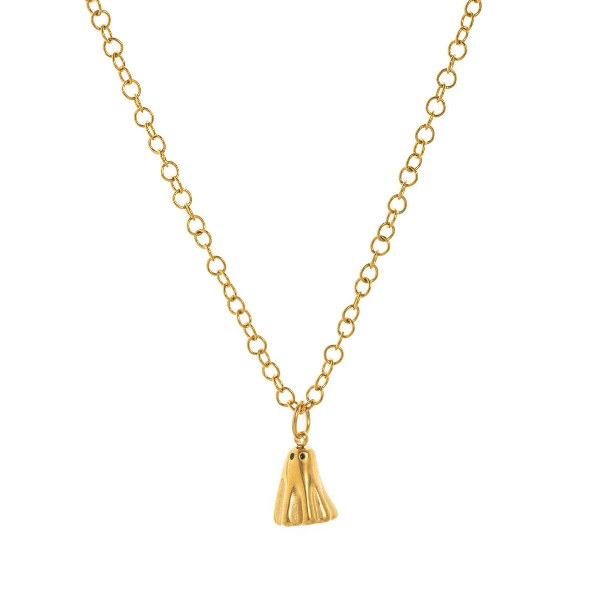 Ghost motif pendant necklace with titanium steel pendant and stainless steel chain options