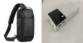 Black 20000mAh power bank with plastic casing and charging cable