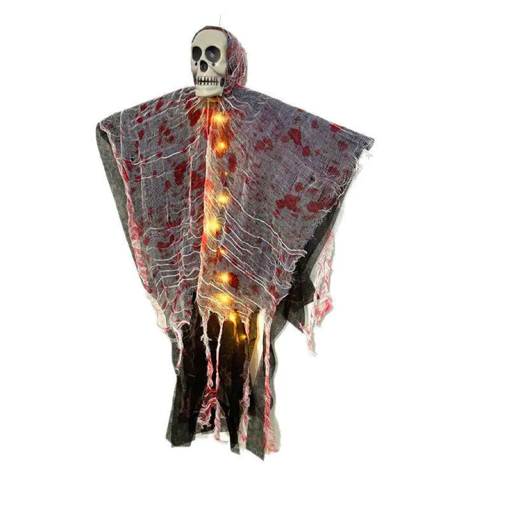 Halloween decoration blood-dyed luminous skull hanging ghost ornament for outdoor display