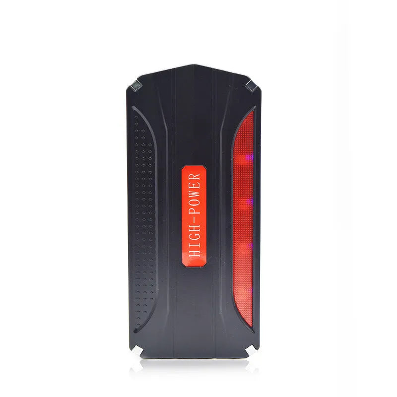 Black and red 12V vehicle emergency jump starter power pack with 7800mAh battery