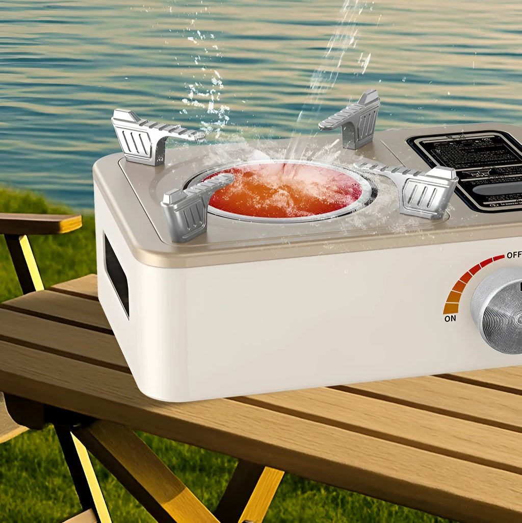 White infrared portable gas stove with windproof fierce flame for outdoor cooking