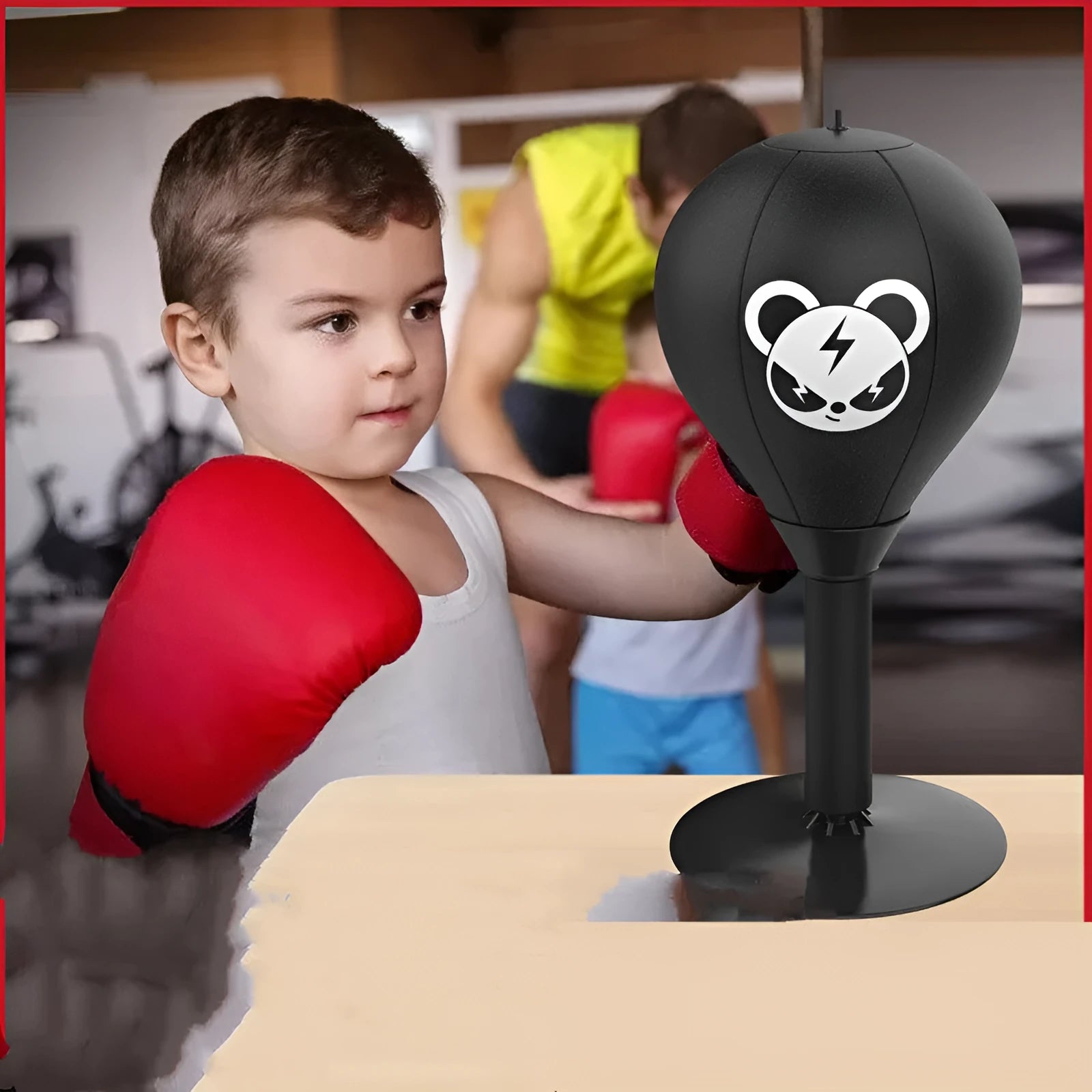Tabletop boxing speed ball with suction cup base and inflatable PU leather sphere