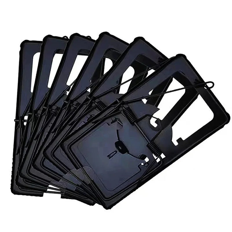 Automatic metal and plastic mouse cage trap shown in small, medium, and large sizes for indoor rodent control.