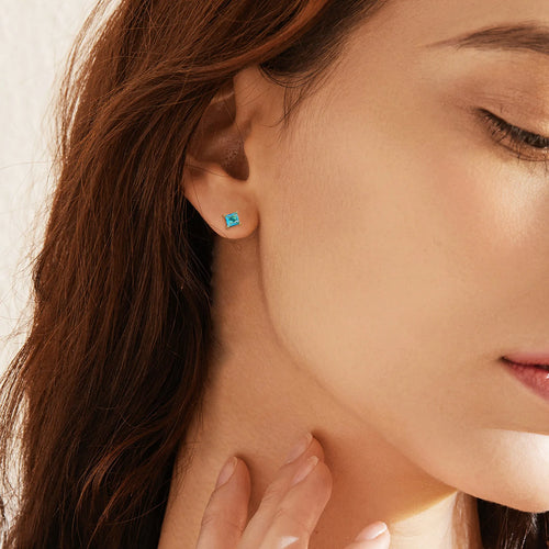 Brass gold-plated pear-shaped drop earrings with cubic zirconia stones and candy colour finish
