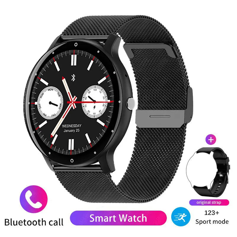 Call ZL02PRO smart watch in multiple colours including black, blue, pink, and yellow with AMOLED screen and touch buttons