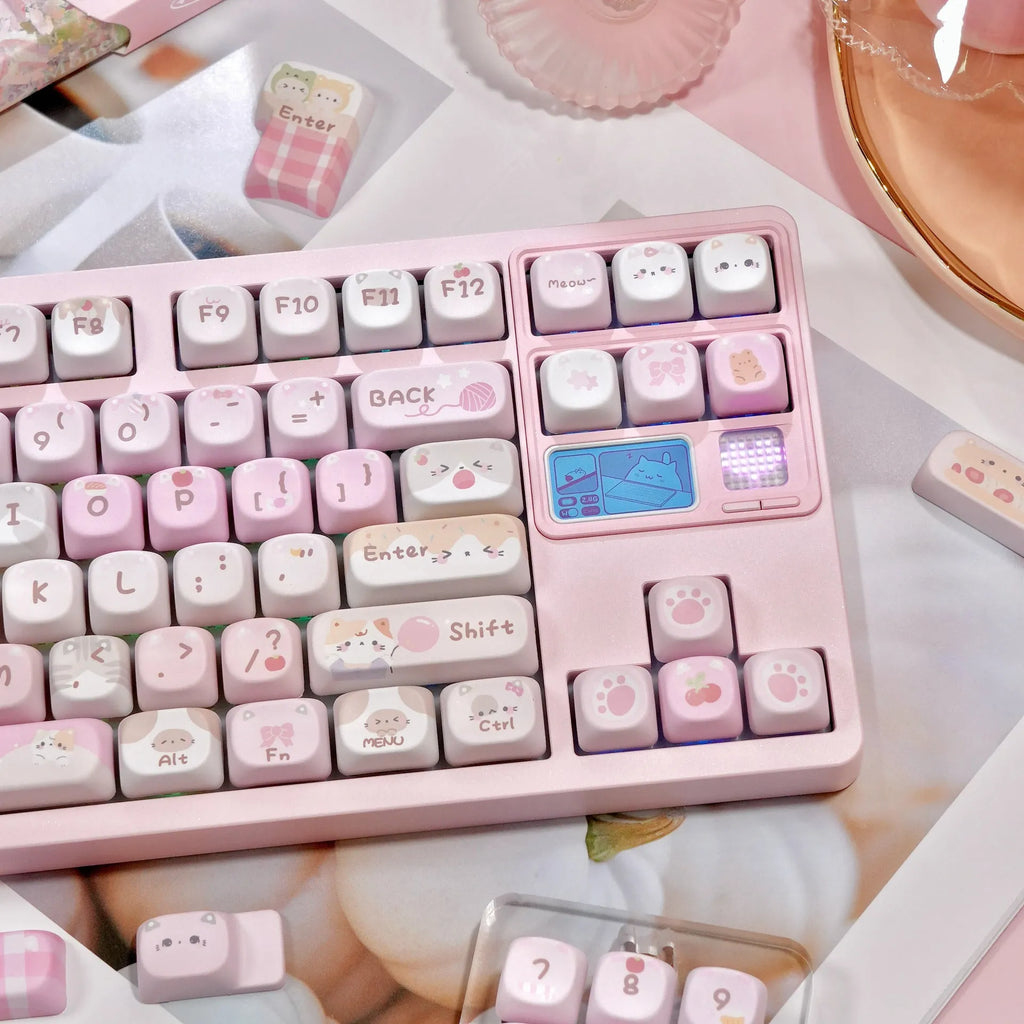 MOA Height five-sided sublimation pink cartoon keycap set for mechanical keyboards
