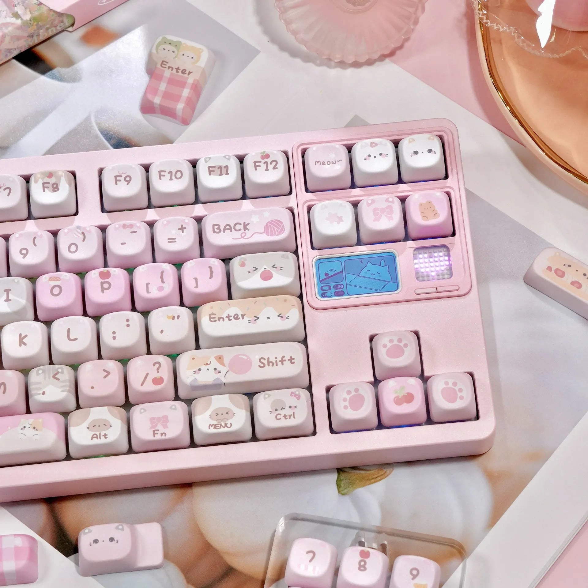 MOA Height five-sided sublimation pink cartoon keycap set for mechanical keyboards