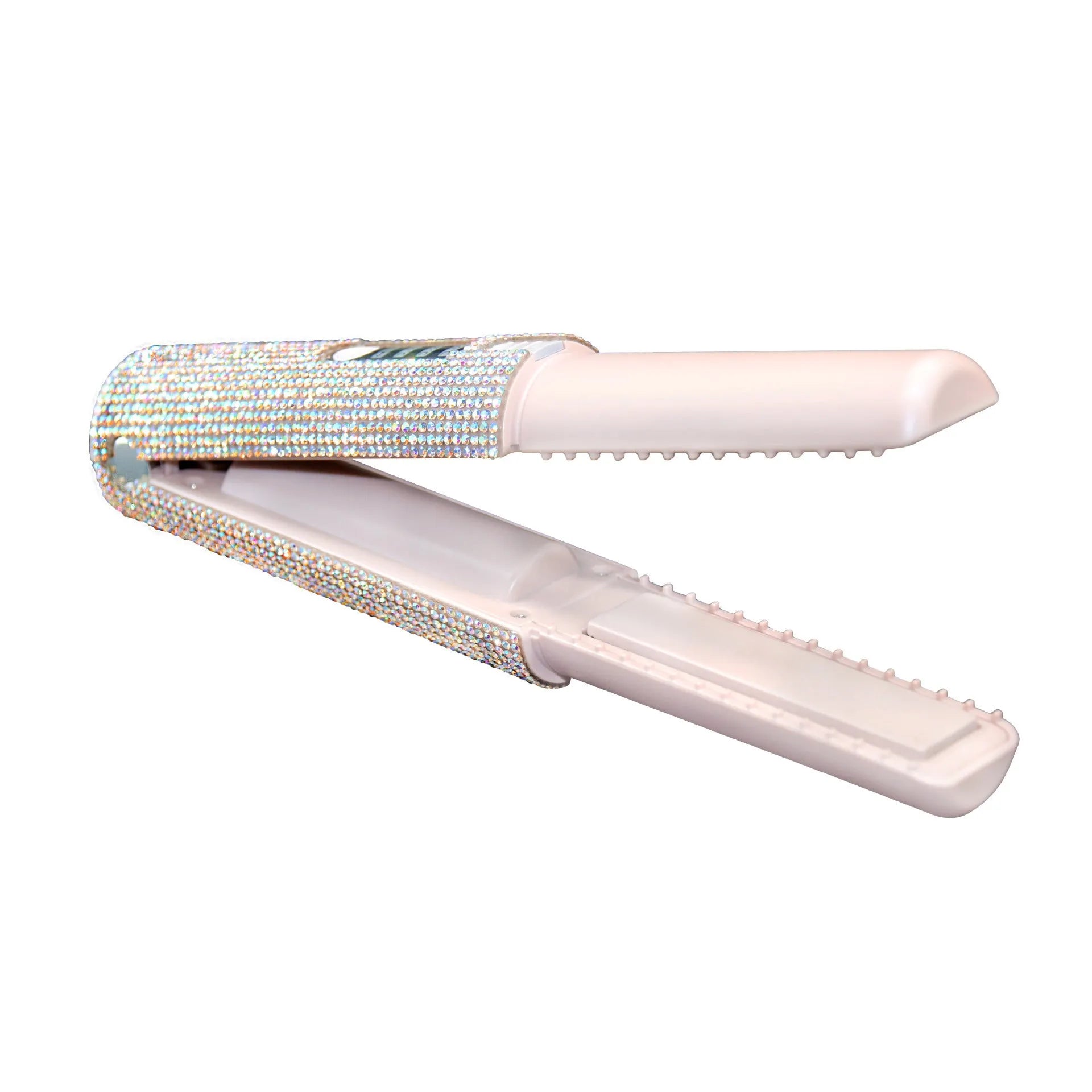 2-in-1 electric USB hair straightening brush with ceramic coating in green