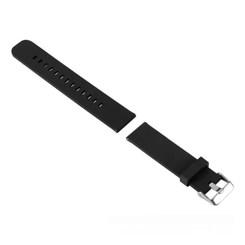 Solid colour silicone replacement watch strap for Garmin Forerunner 245 with straight buckle.