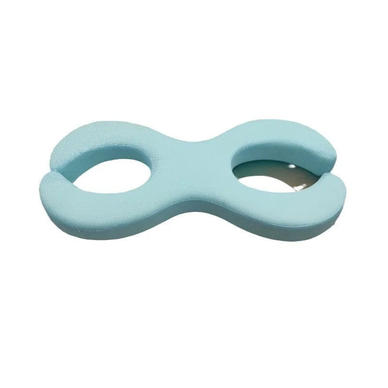 Cool Feeling Blue cylindrical memory foam cervical pillow for neck support during sleep.