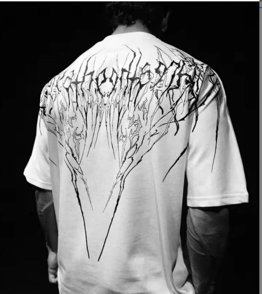 Men's loose fit plus size cotton t-shirt in a dark colour with short sleeves and gilding detail.