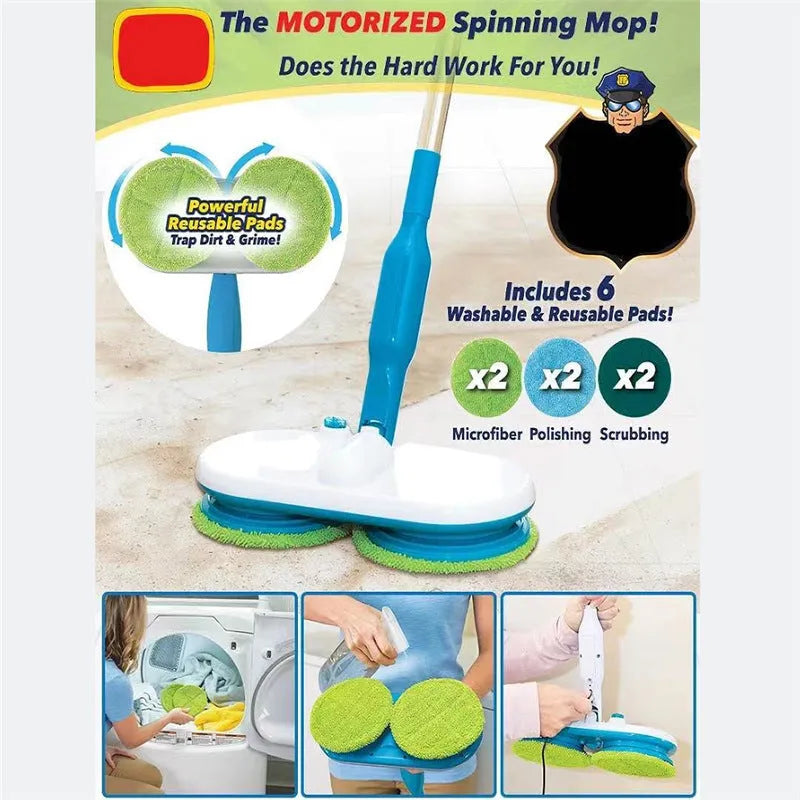 Wireless electric floor cleaning mop with USB charging and automatic wiping function