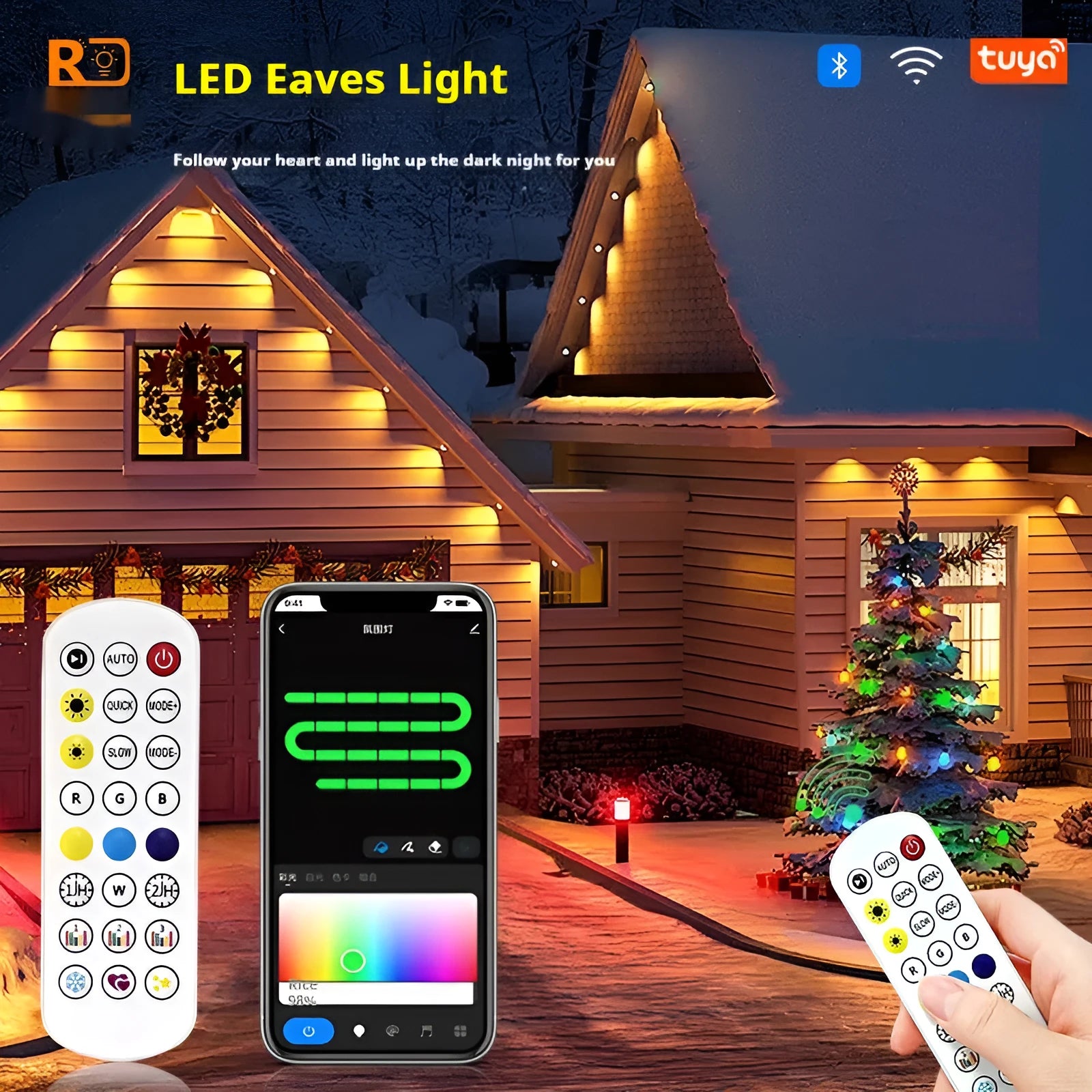 Outdoor eaves lighting string with planets design and remote control for courtyard decoration