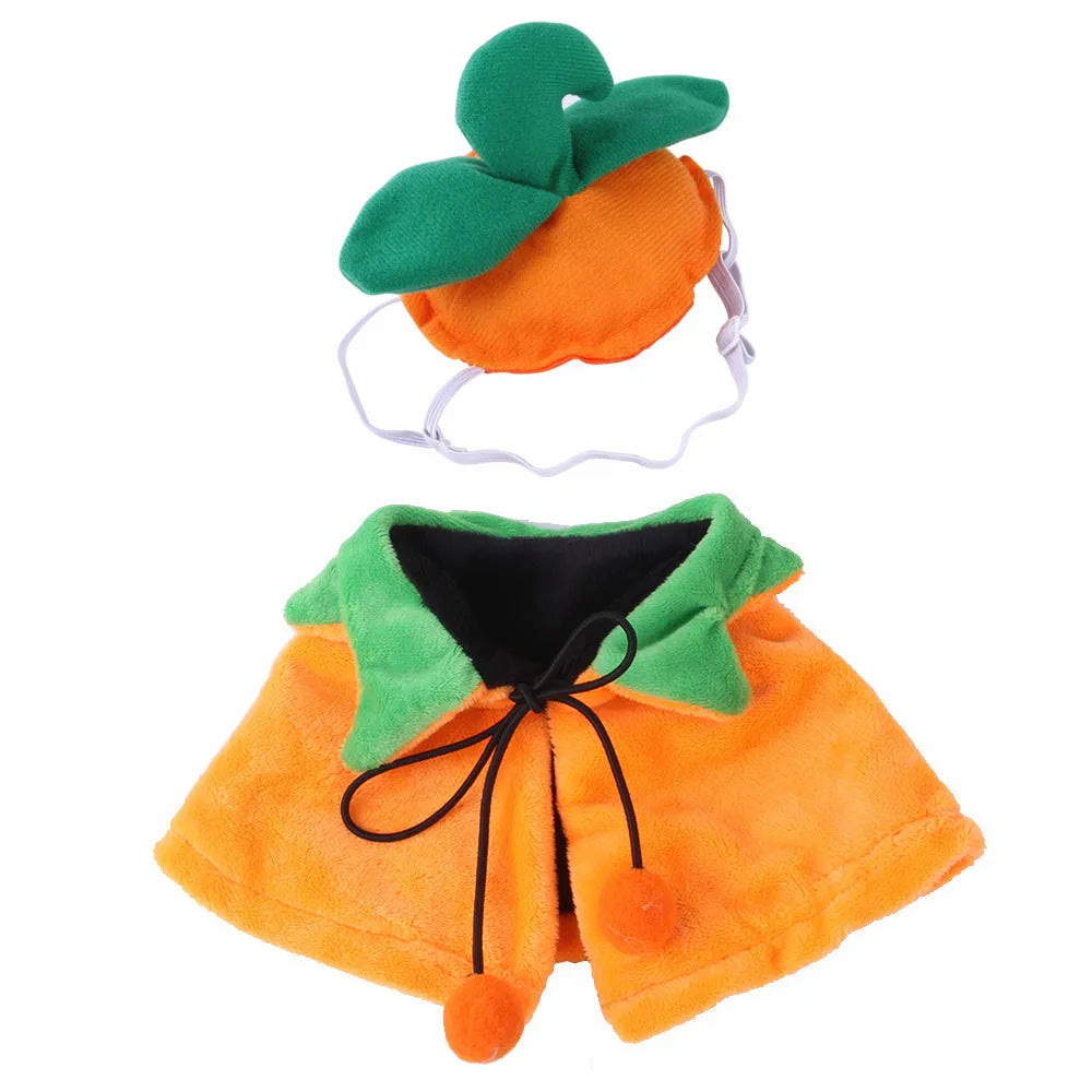 Halloween pumpkin double-sided dog cloak cat costume in plush fabric