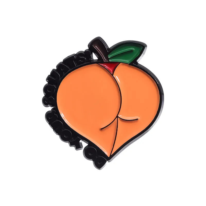 Colourful cartoon fruit and letter shaped zinc alloy brooch pin on fabric