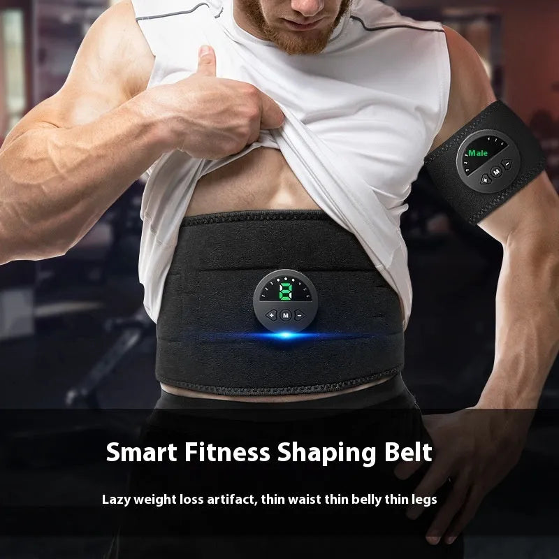 Sweat waist and abdomen shaping fitness belt with display screen and USB cable