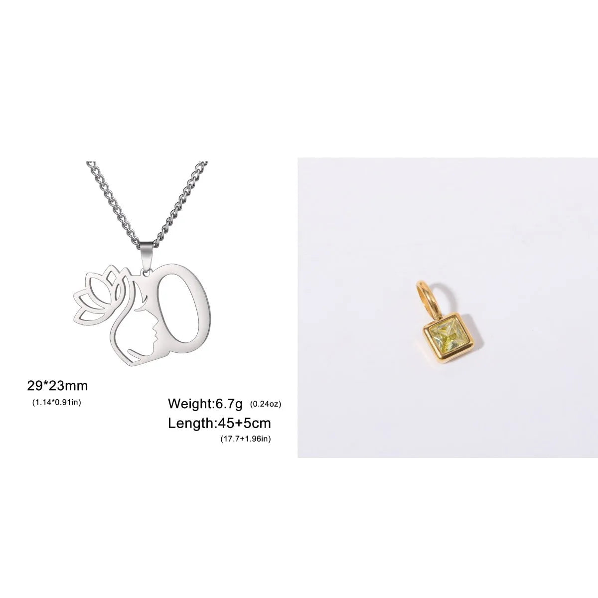 Stainless steel necklace with cross chain design and initial pendant in gold or silver finish