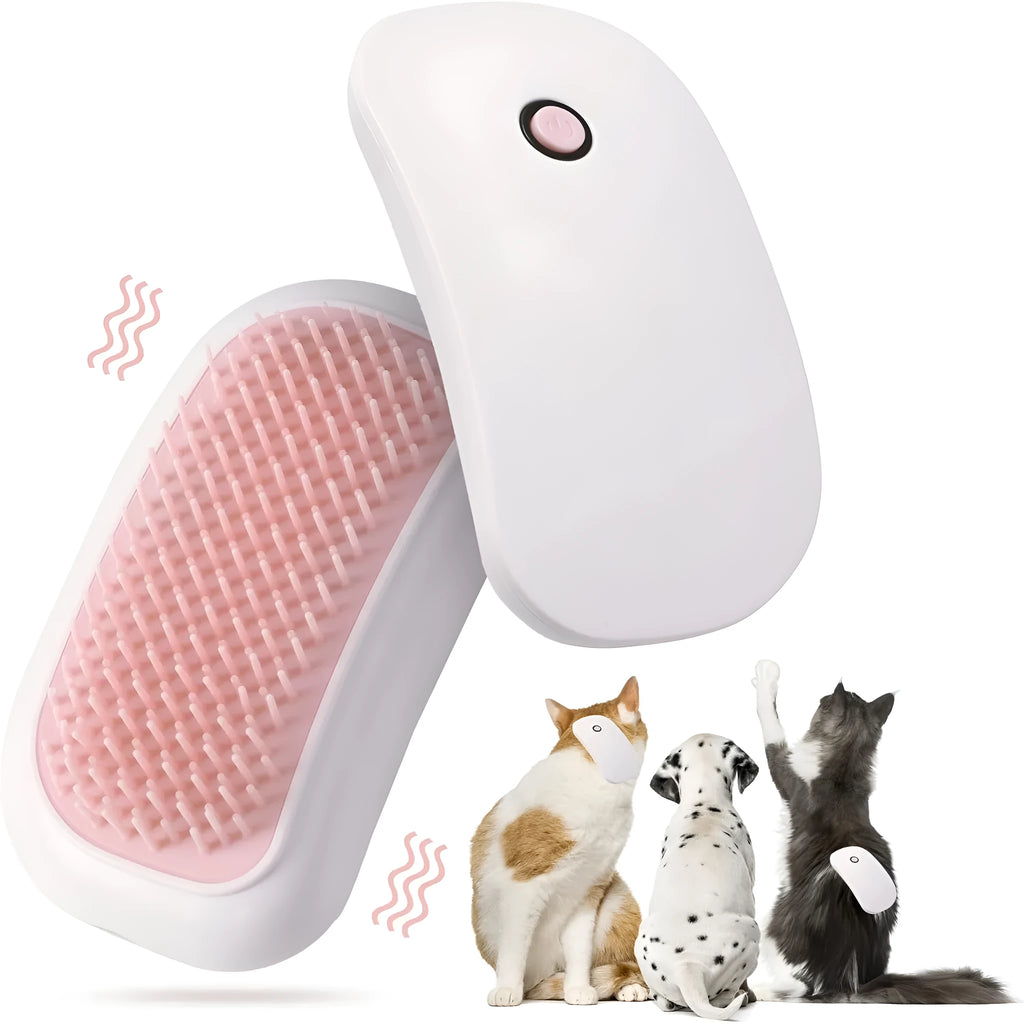 Pink electric pet massage brush with TPE comb teeth for grooming cats and dogs