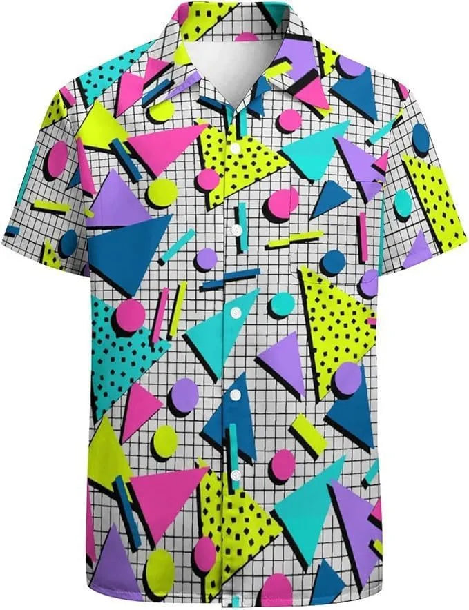 Men's slim fit camouflage pattern short sleeve casual shirt in cardigan style.