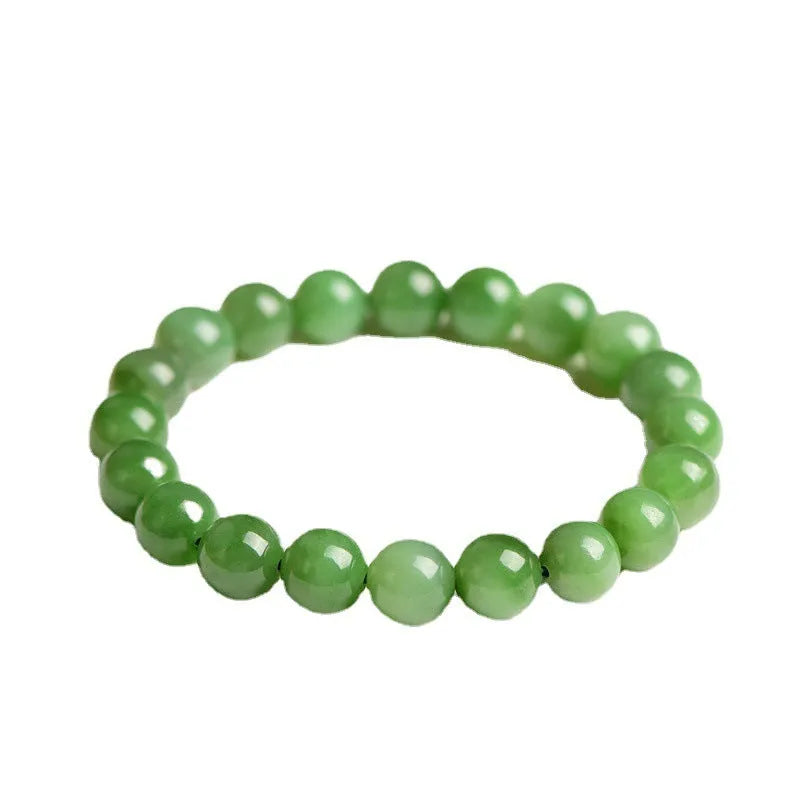 Natural jasper bead bracelet handcrafted from Hetian jade with polished stones