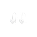 Silver heart earrings with glossy three-dimensional design and Korean style ear hooks