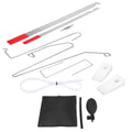 9-piece automotive maintenance kit with air pump wedge, hooks, plastic wedges, and pry bars