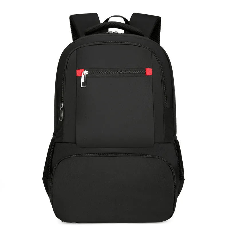 Light grey Oxford cloth insulated backpack with curved shoulder straps and pull rod belt