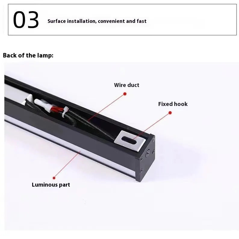 80cm black aluminium LED strip wall lamp with touch control for three colour temperatures