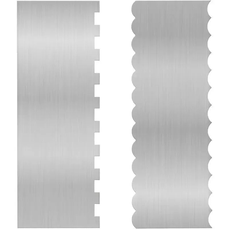 Stainless steel cream scraper cake decorating tool with polygon pattern edge