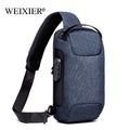 Waterproof Oxford crossbody messenger bag in army green with multiple internal pockets and anti-theft features