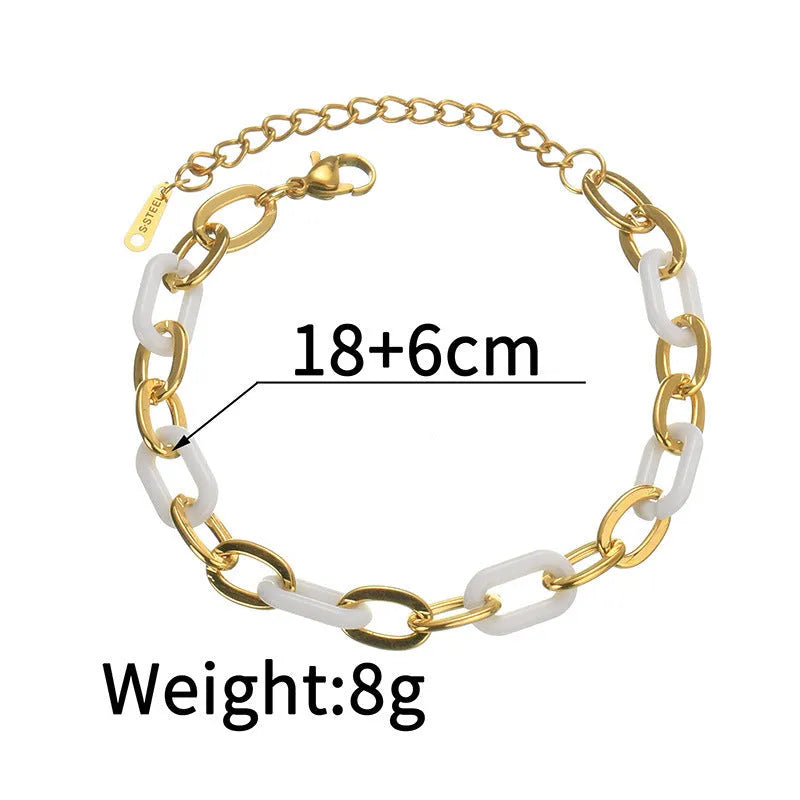 Ins style stainless steel and resin bracelet with a double-layered heart charm.