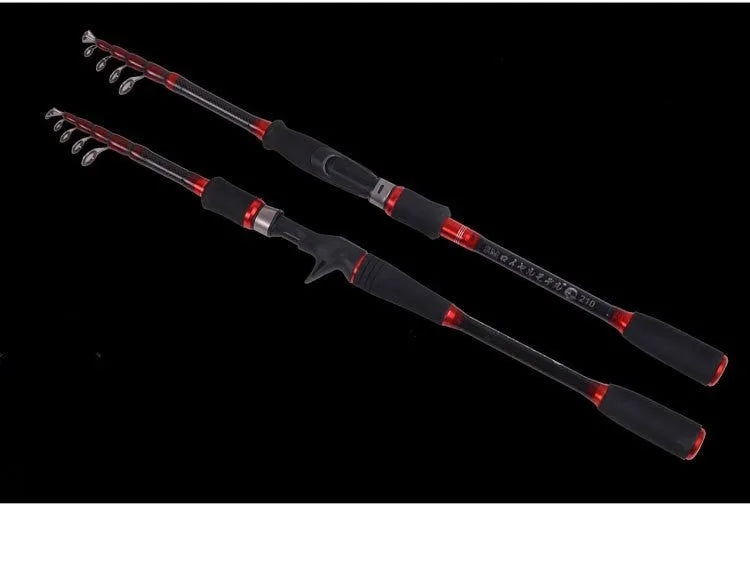 MH shrinking carbon fishing rod with straight shank handle collapsed to 60cm for portable storage