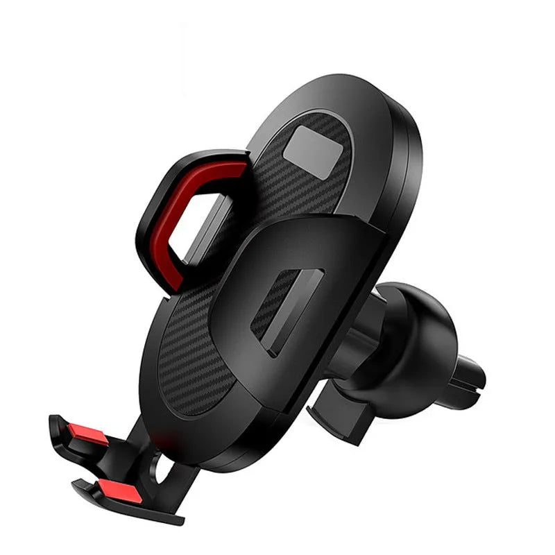 Auto lock car phone holder mounted on car air vent holding mobile phone