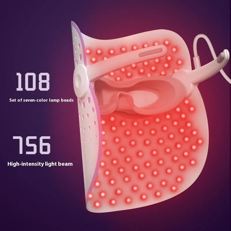 White and purple photon IPL beauty mask device with spectrometer display
