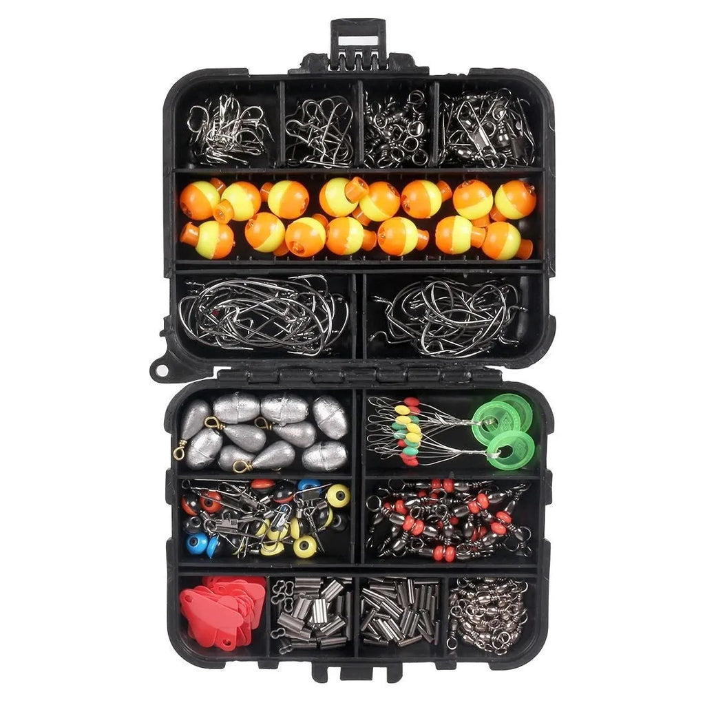 263-piece fishing accessory set with copper tube sinkers and stainless steel split shot weights in red and white