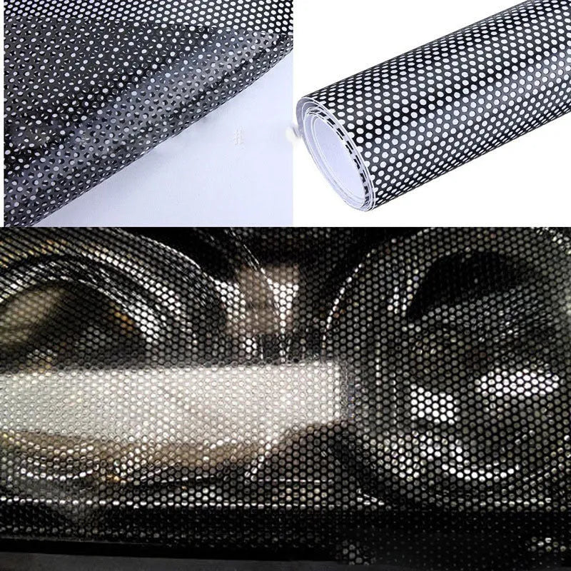 Perforated mesh automotive colour changing film roll showing 30cm width