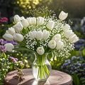 Tulip starry combination artificial flower bridal bouquet thirty piece set plastic flocked blooms photography prop