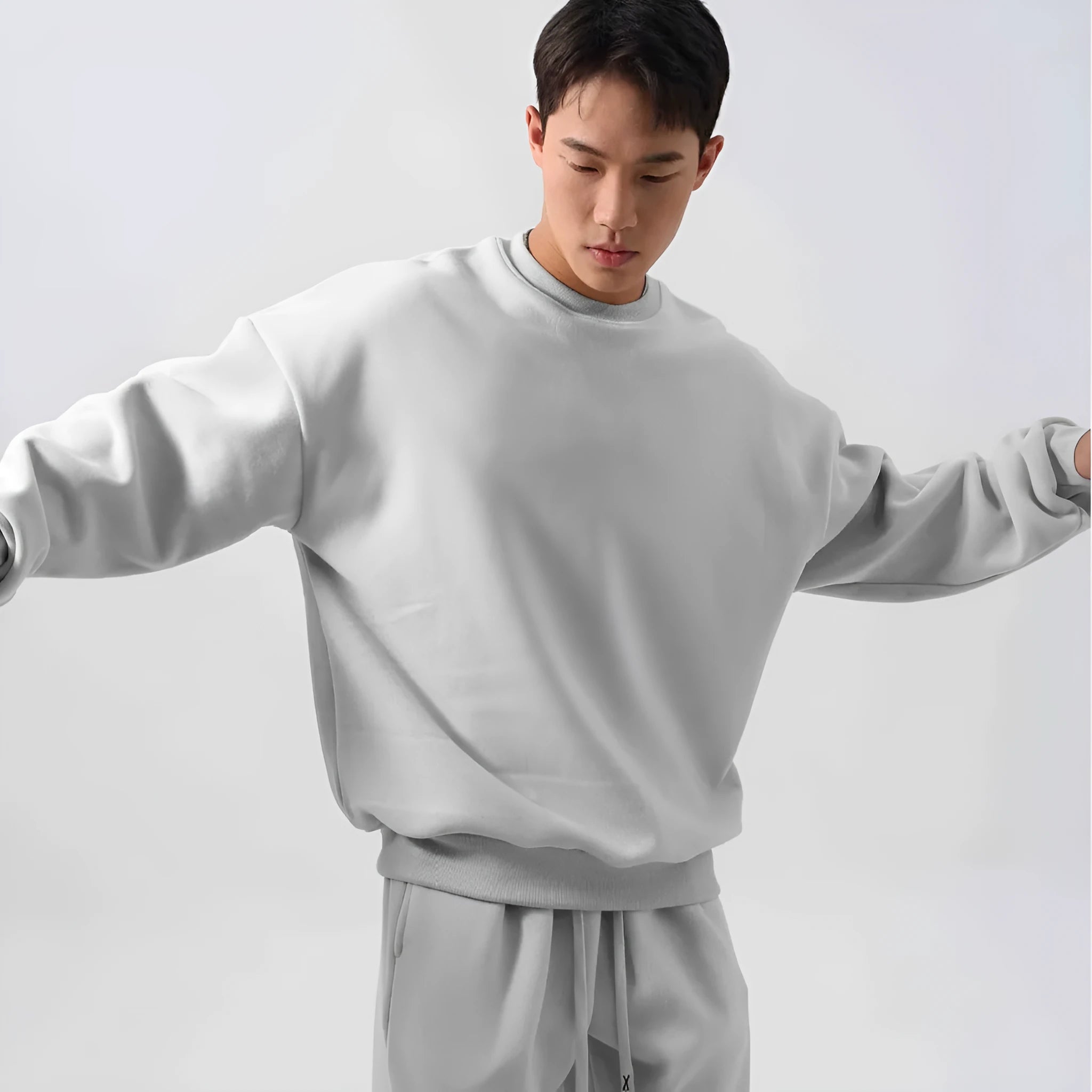 Men's polar fleece winter sports suit in five colour options showing crew neck top and matching trousers