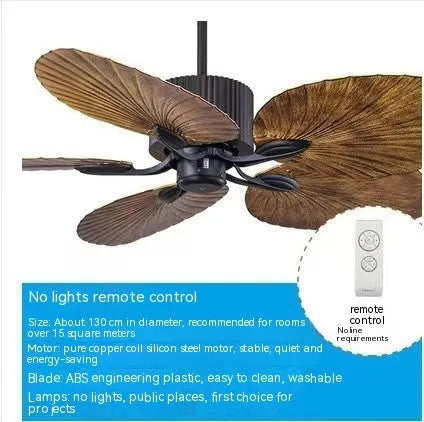 52-inch retro style ceiling fan light with wooden blades and integrated three-light fixture