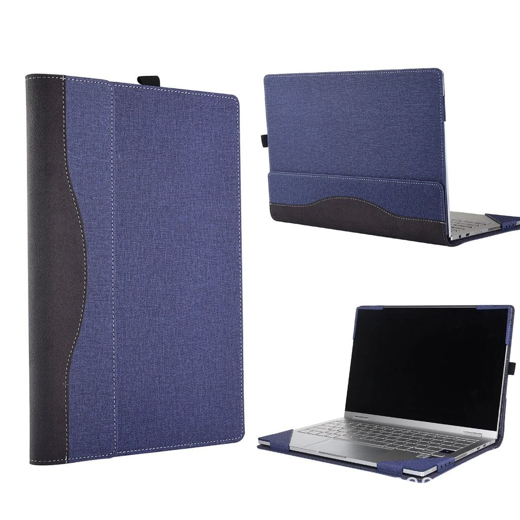 Black imitation leather protective laptop sleeve with Chinese style bracket design