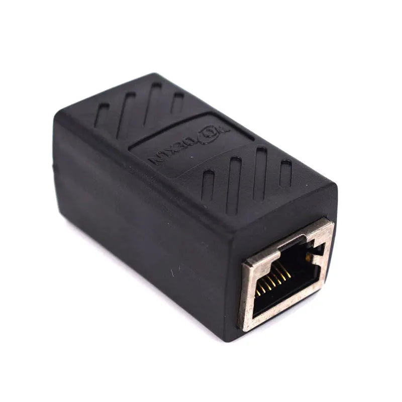 Black RJ45 network cable butt joint extender adapter
