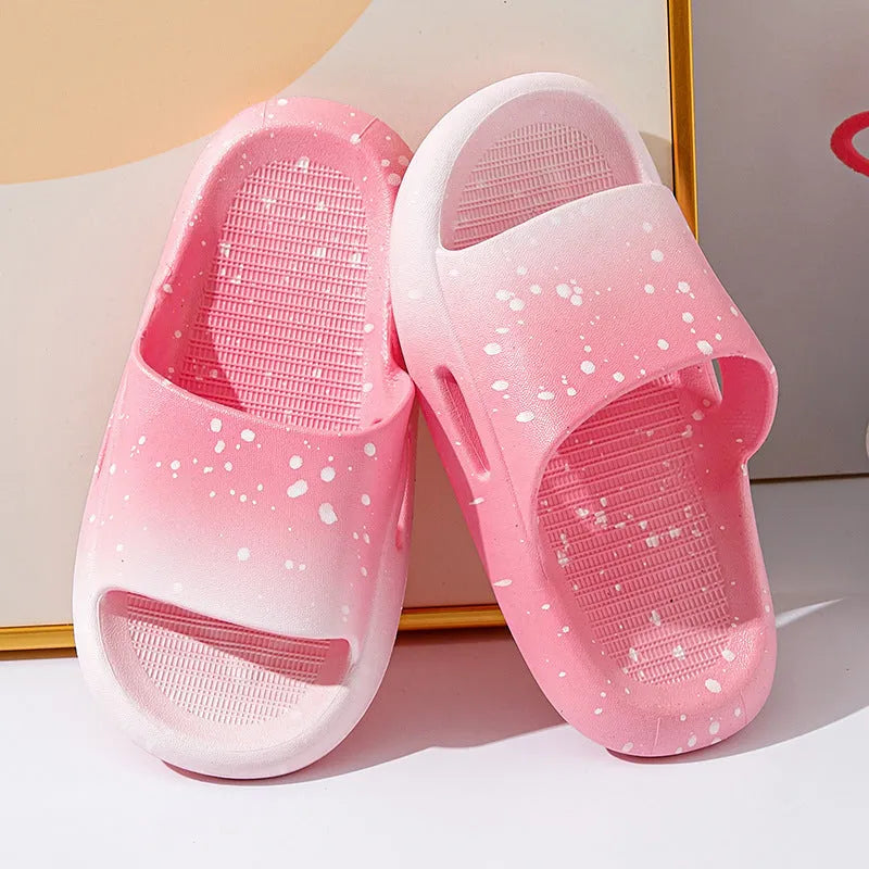 PVC gradient colour slippers for boys and girls with European American style and non-slip sole