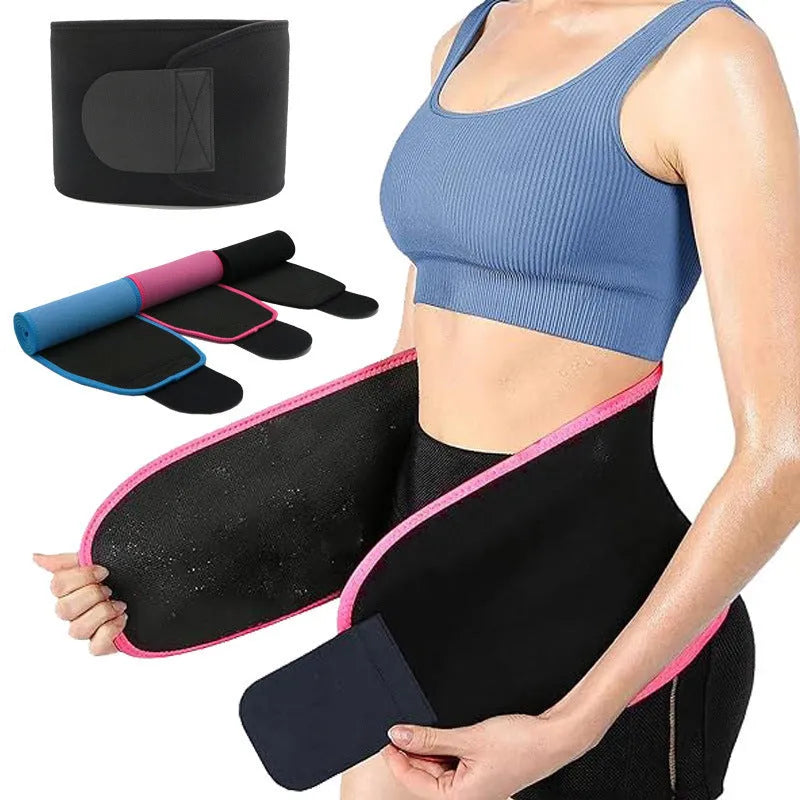 Neoprene fitness lumbar support belt for running and gym workouts in black, blue, or pink colours